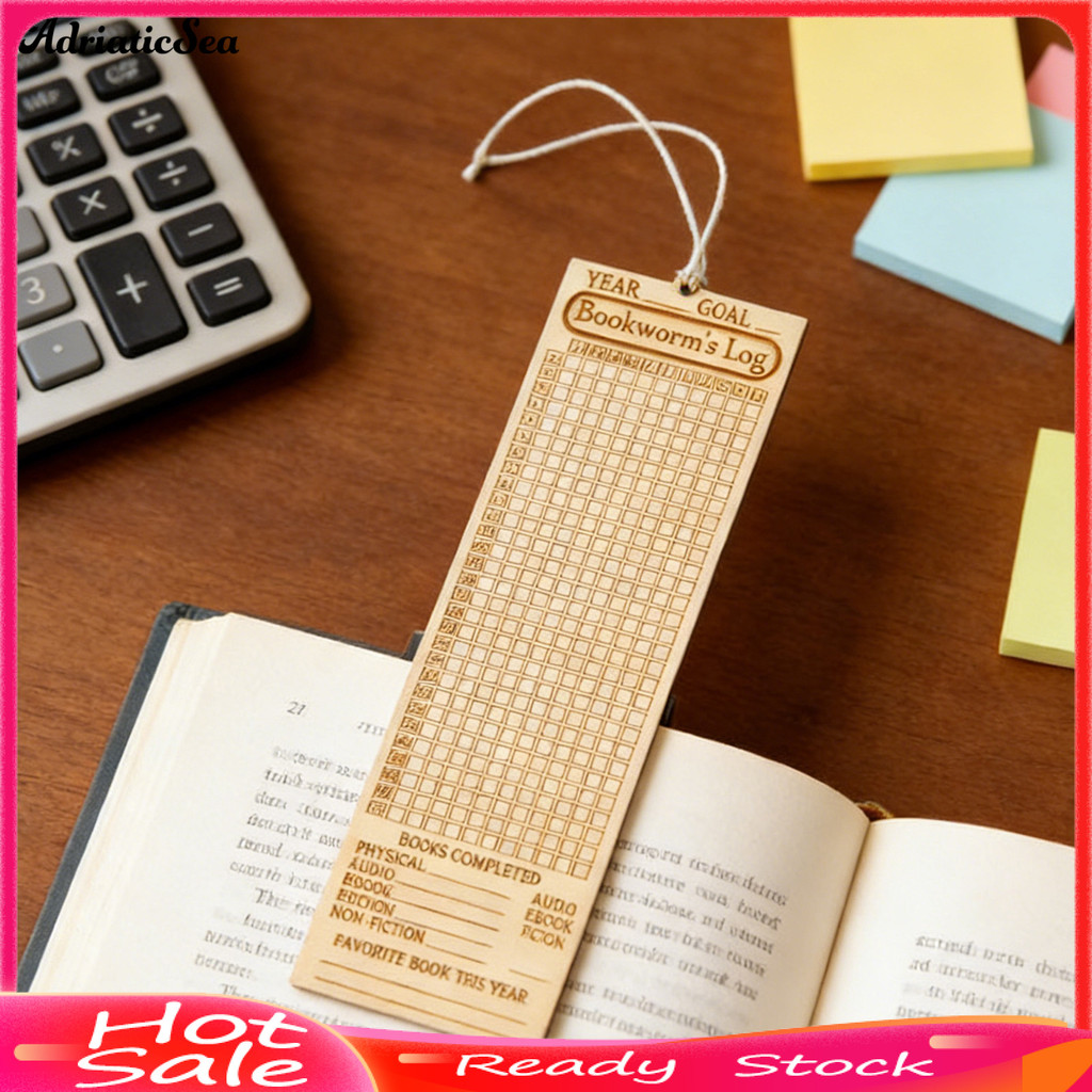 [COD]✰Reading Habit Tracker ที่คั่นหนังสือไม้ Daily Reading Goal Tracker พร้อม 365 ตารางอ่าน Log Boo