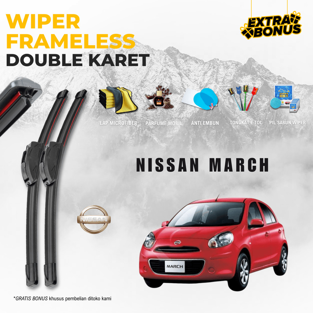 ที่ปัดน้ําฝนกระจกคู่ Nissan March ฟรี 5 โบนัส