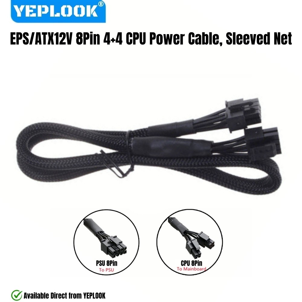 YEPLOOK PSU 8Pin to 4+4Pin Braided Net, สายไฟ CPU สําหรับ Corsair RM1000i, RM850i, RM750i, RM650i, R