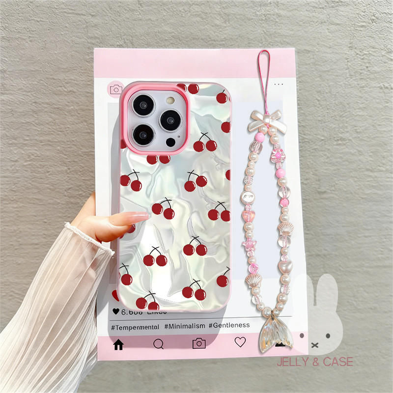 GANTUNGAN 2 In 1 Jelly Cherry Shellรูปแบบเชือกเส้นเล็กกรณีOppo A6 A6X Reno 15F 5G Reno 15 5G A6 Pro 