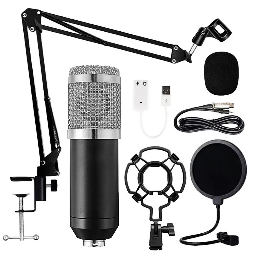 Spcrth BM800 ไมโครโฟนคอนเดนเซอร์มืออาชีพ Podcast อุปกรณ์ถ่ายทอดสด USB MIC Microfone ชุด Studio Mic พ