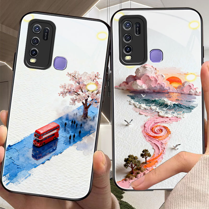 Artis Casing for vivo Y30/i,y31,y33/s/t,y35,y36,y39,y50,y51/a,y55,y66,y67,y72,y76/y93) กระจกเทมเปอร์