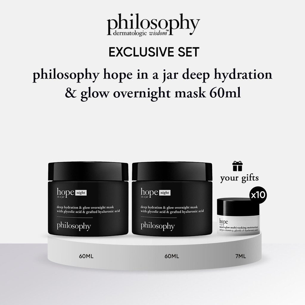 [Exclusive Set] Buy 2 Free 10, philosophy Hope in a Jar Deep Hydration & Glow Overnight Mask 60ml