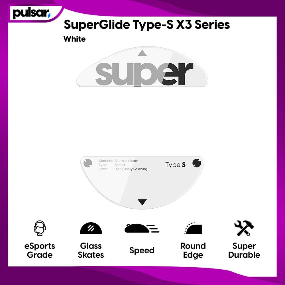 Pulsar เมาส์สําหรับเล่นเกมอุปกรณ์เสริม SuperGlide Type-S X3 Series สีขาว Ultra Smooth Low Friction G
