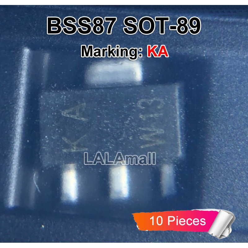 10 ชิ้น BSS87 เครื่องหมาย KA SOT-89 SMD 200V/400mA N-channel D-MOS ทรานซิสเตอร์ใหม่เดิม