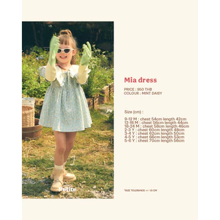 lookbookpetite mia dress mint daisy ชุดเดรสเด็กผู้หญิงแขนตุ๊กตา
