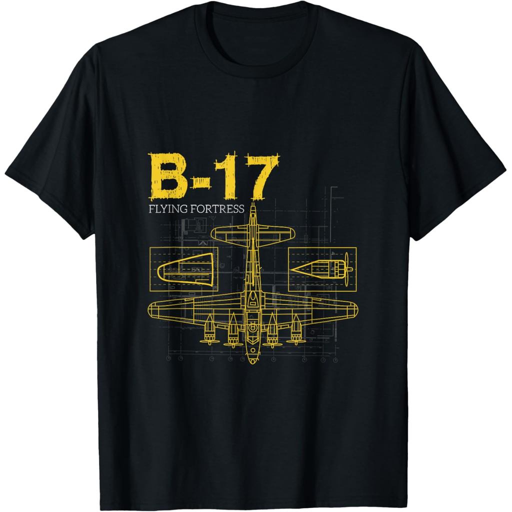 เสื้อยืดผ้าฝ้ายผู้ชาย B-17 Flying Fortress Bomber สำหรับคนชอบการบินและกองทัพอากาศ