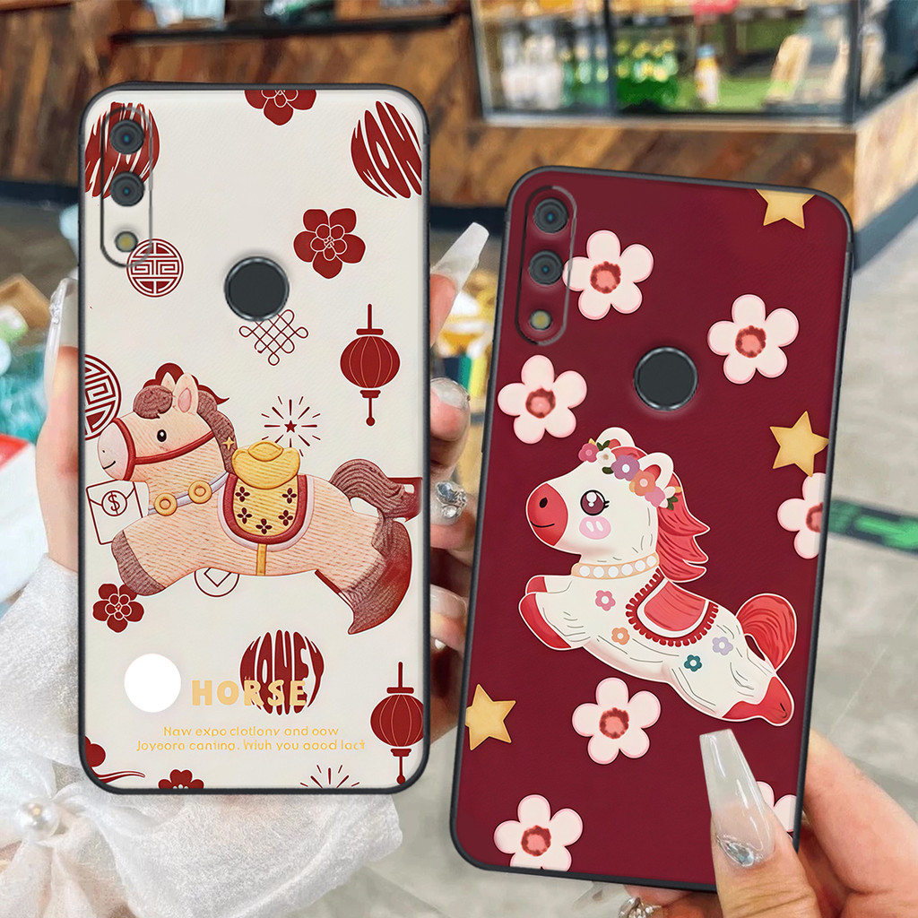 Vsmart Star 3 / Star 4 / Star3 / Star4 เคสสีดํายืดหยุ่นขอบดํา Lucky Horse เพื่อโชคลาภ