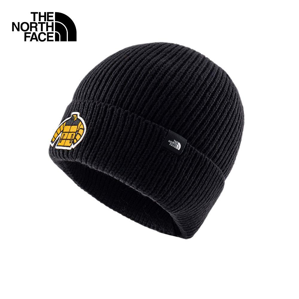 THE NORTH FACE TNF LOGO BOX CUFFED BEANIE - TNF BLACK/SUMMIT GOLD หมวกบีนนี่