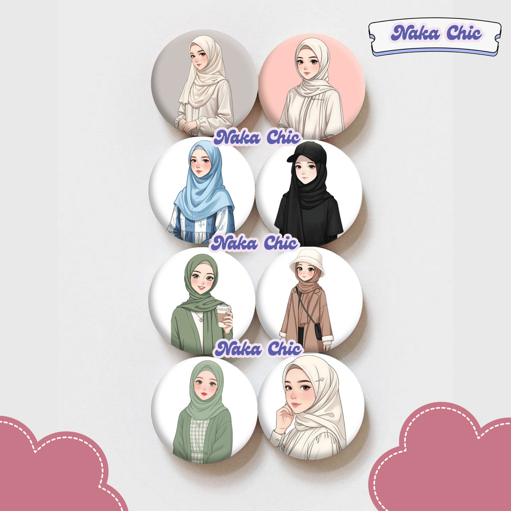 [READY] เข็มกลัดกระดุม HIJAB GIRL Bedges