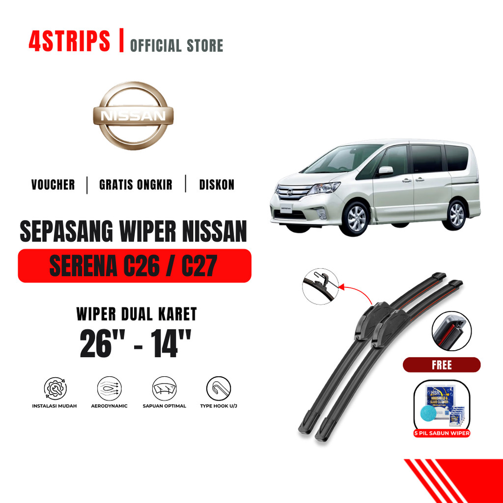 Nissan Serena C26 / C27 ที่ปัดน้ําฝนกระจกรถยนต์คู่ฟรี 5 เม็ดสบู่