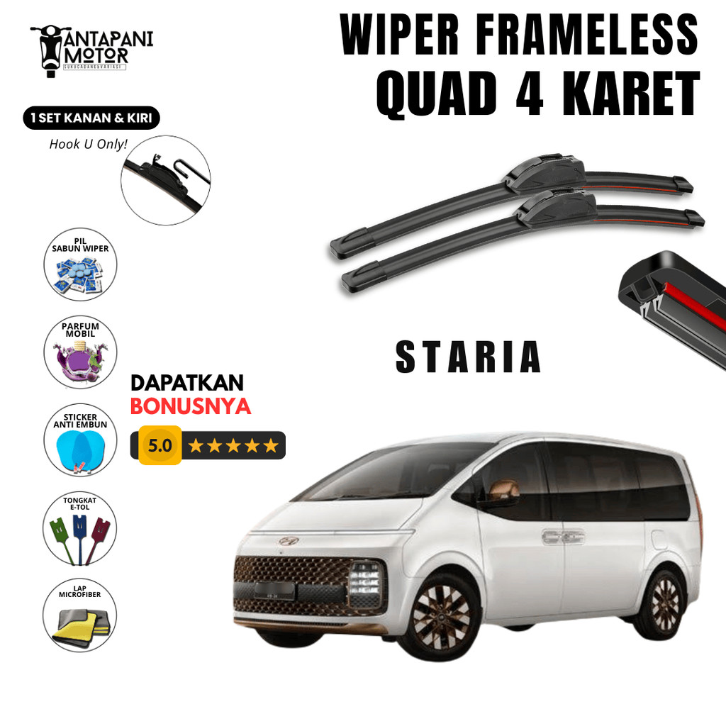 ที่ปัดน้ําฝนกระจกรถยนต์ Hyundai Staria Quad ฟรี 5 โบนัส