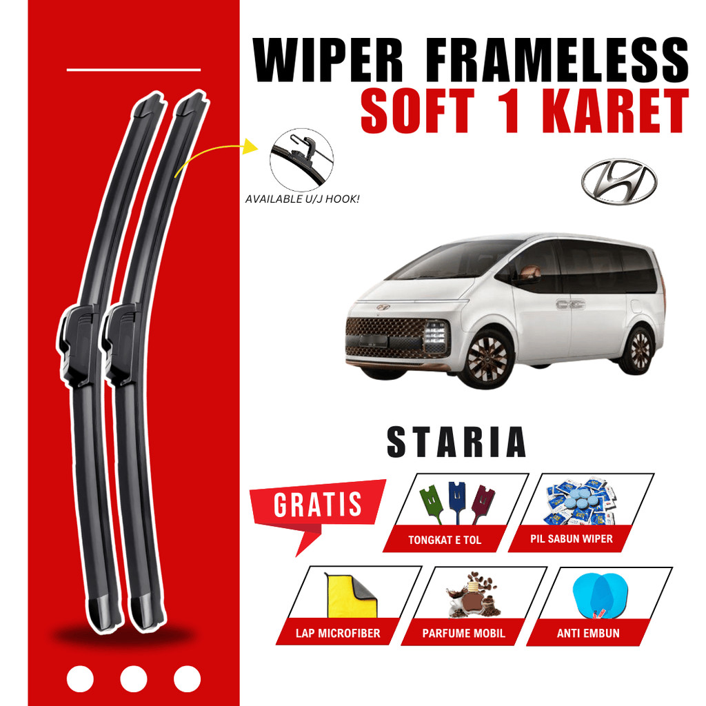 ที่ปัดน้ําฝนกระจกรถยนต์ Hyundai Staria Frameless ฟรี 5 โบนัส