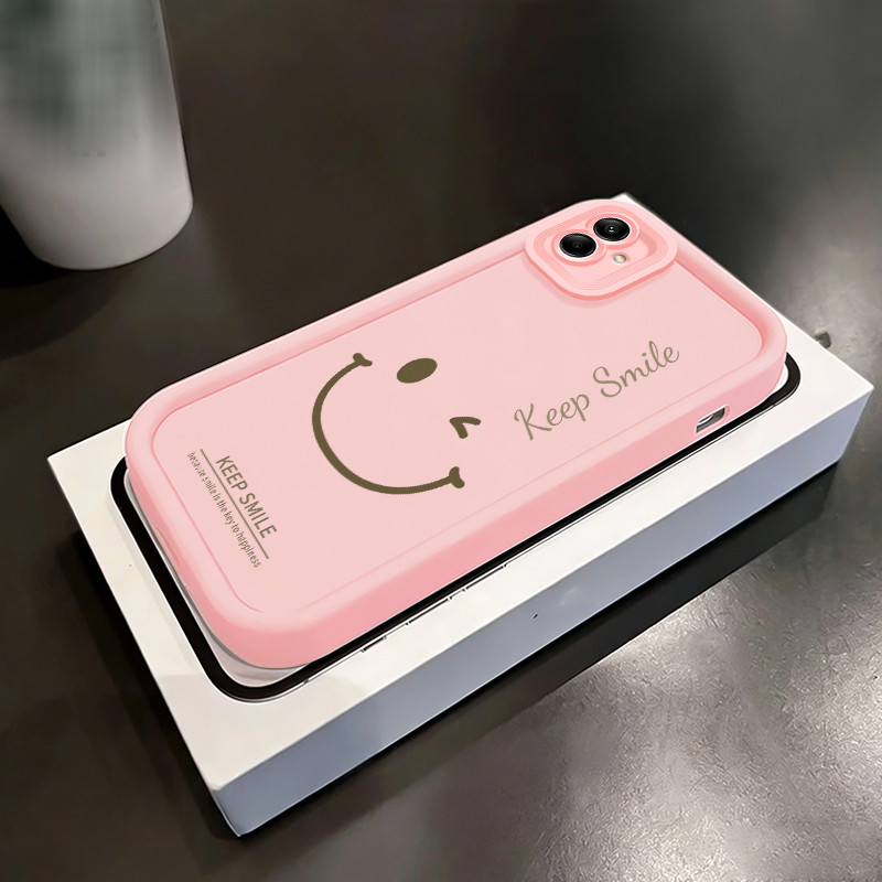 เคส Hp สําหรับ Samsung Galaxy A04 A04E A04s M04 F04 Case Simple Smile Kasing Silicone ยืดหยุ่นบนส่วน