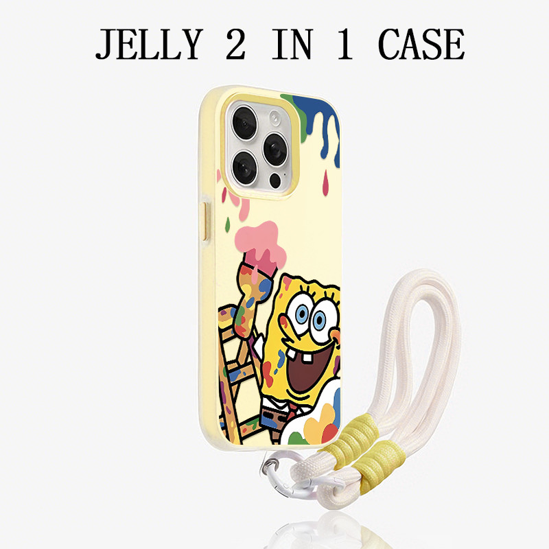 GANTUNGAN สีเหลือง Spongebob Yang Dicoret-Coret Jelly แขวนสาย 2 In 1 ปลอก Oppo Reno 15 5G A6 Pro 5G 