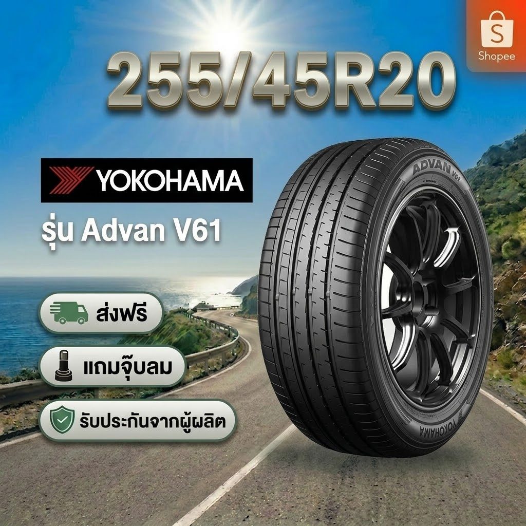 255/45R20 YOKOHAMA Advan V61 ยางใหม่ 1 เส้น ปี 2026