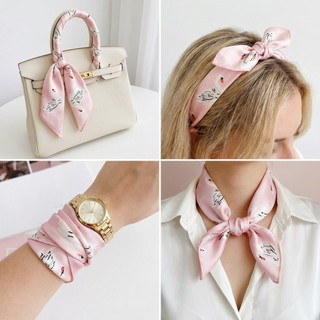 50x50cm Silk Satin Square Scarf Floral Print Neck Scarf Bag Charm Accessory flight attendant scarf