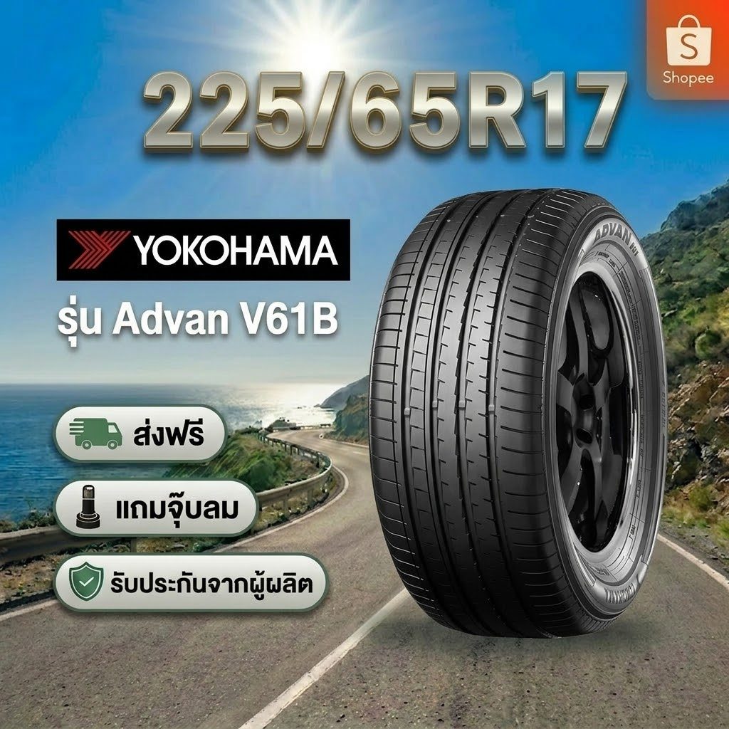 225/65R17  YOKOHAMA Advan V61 ยางใหม่ 1 เส้น ปี 2026