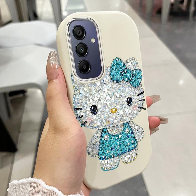 เคสสำหรับ Samsung Galaxy A15 5G A15 A14 5G A25 5G A24 M34 F34 A54 A35 5G เคสโทรศัพท์เพชรแมวกันกระแทกกลมและอ้วน