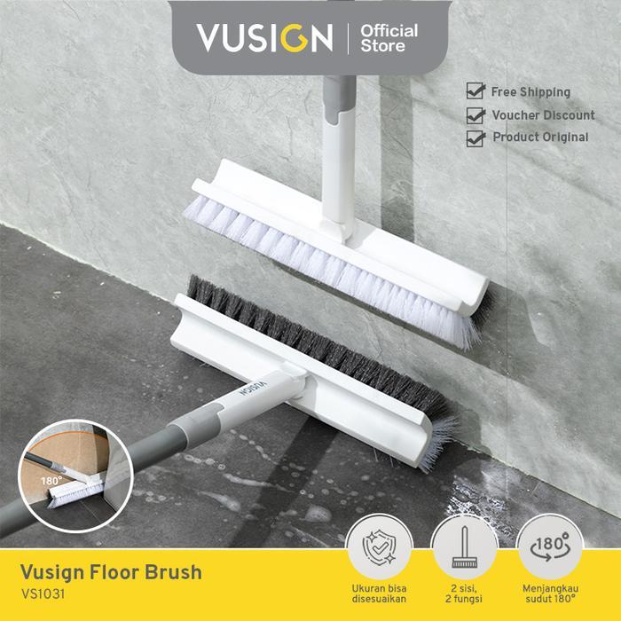 Vusign แปรงทําความสะอาดห้องน้ําสองด้านพร้อมไม้กวาดปลายแหลม รุ่น V / แปรงขัดพื้น VS1031