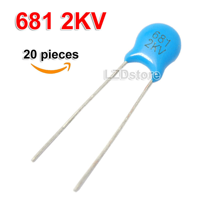 20 ชิ้นตัวเก็บประจุเซรามิกแรงดันสูง 680pF 681 681K 470pF 471 471K 2KV 2000V
