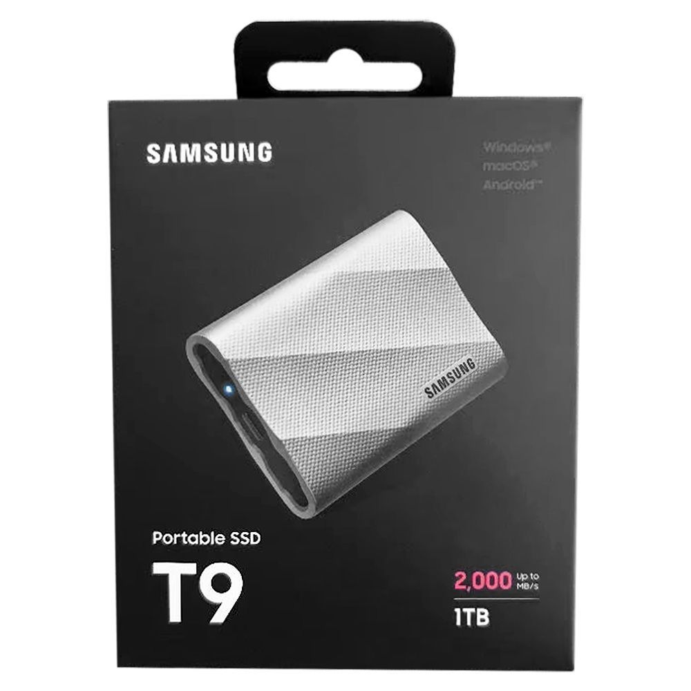 Samsung T9 1TB Portable SSD (Gray) - USB 3.2 Gen 2x2, up to 2000MB/s, MU-PK1T0G/WW