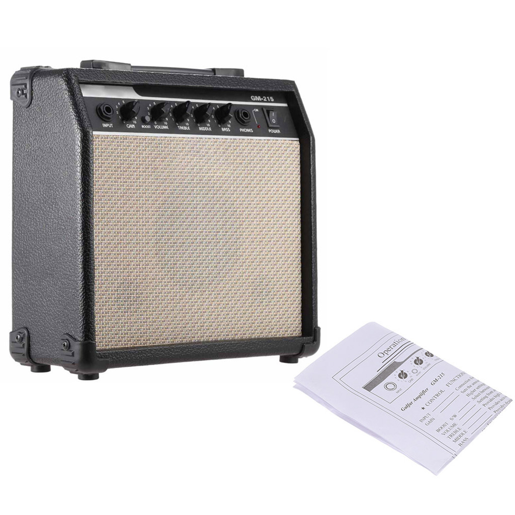 Spcrth GM-215 Professional 15W กีตาร์ไฟฟ้าเครื่องขยายเสียง Amp Distortion พร้อม 3-Band EQ 5 "ลําโพง