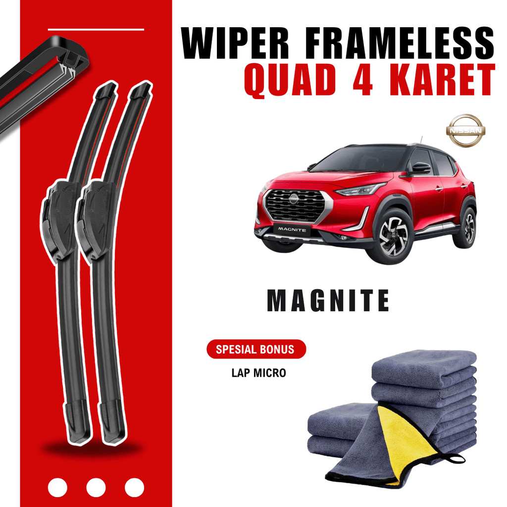 Nissan Magnite Quad ที่ปัดน้ําฝนกระจกรถยนต์ฟรีผ้าไมโครไฟเบอร์
