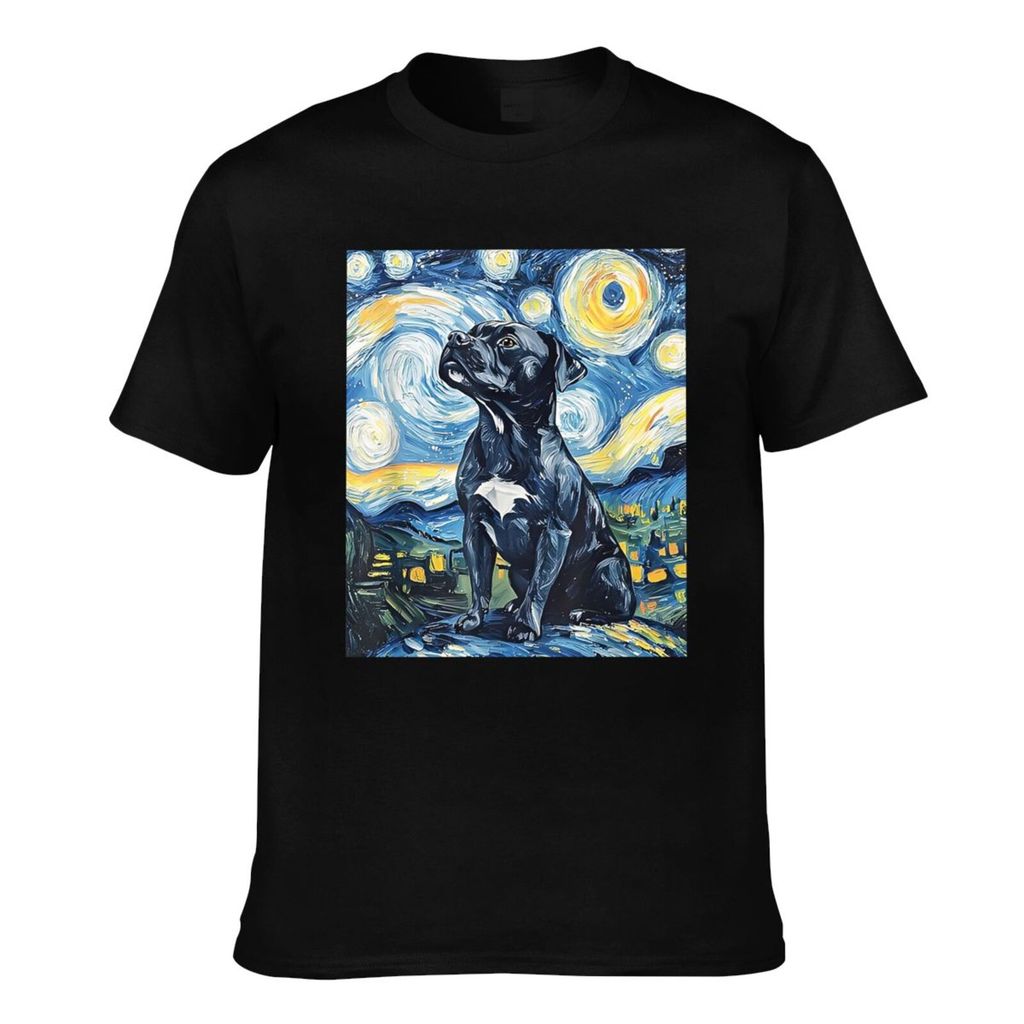 คุณภาพดี Pitbull Dog Pitbull Pitty Van Gogh Mens Cool T-Shirt