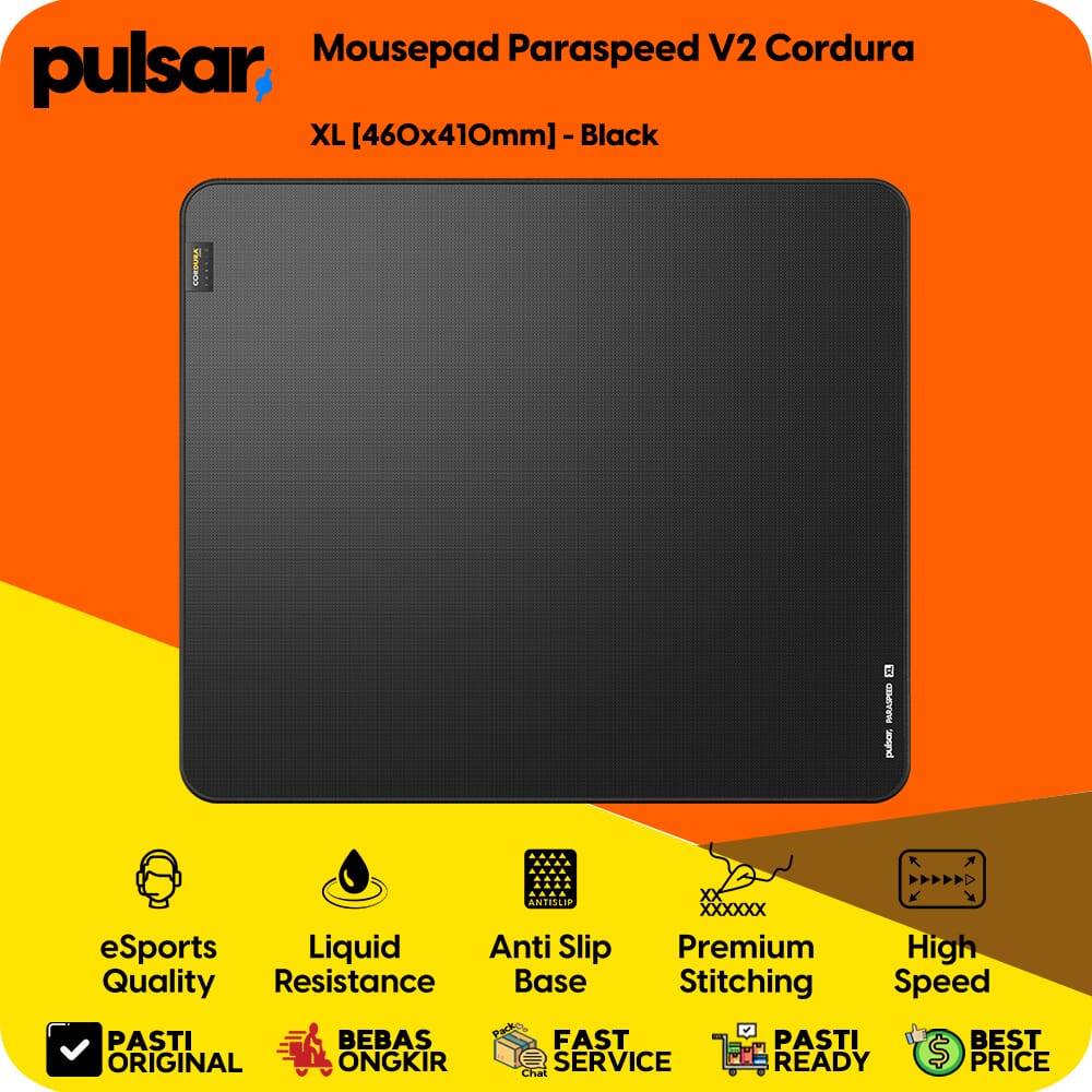 Pulsar Gaming Mousepad Paraspeed V2 Cordura Size XL [460x410mm] สีดํา Professional Anti-Slip Esports