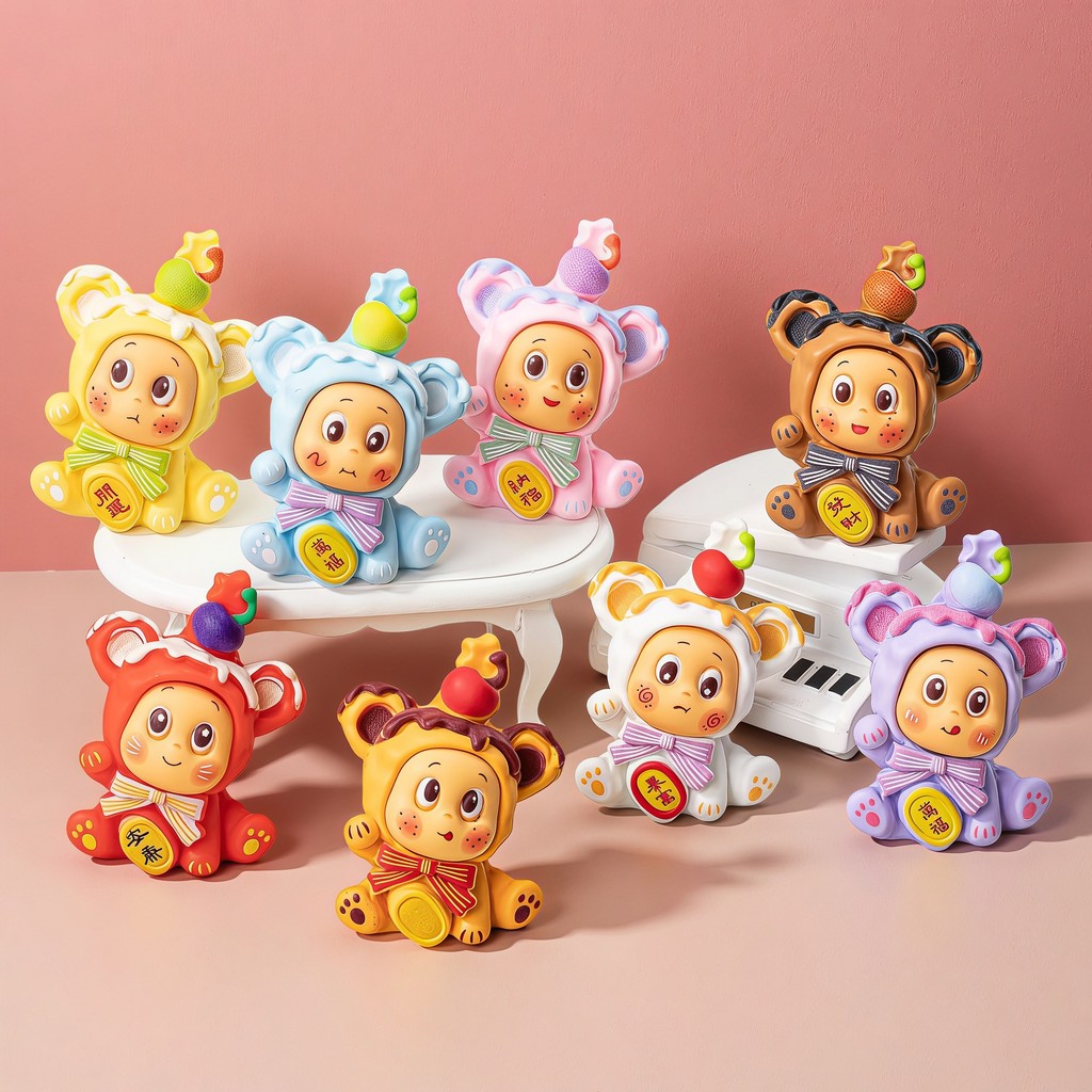 [8pcs/bag]Resin doll keychain ornament gift  Lucky Starman เครื่องประดับเรซิ่น DIY สำหรับของขวัญและต