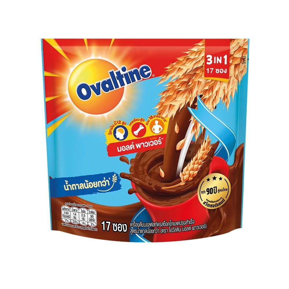 🐙 โอวัลติน3อิน1 สูตรน้ำตาลน้อยกว่า31กX17ซ 🐟 OVALTINE 3IN1 LOW FAT LESS SUGAR 31GX17S 🐞   🐒