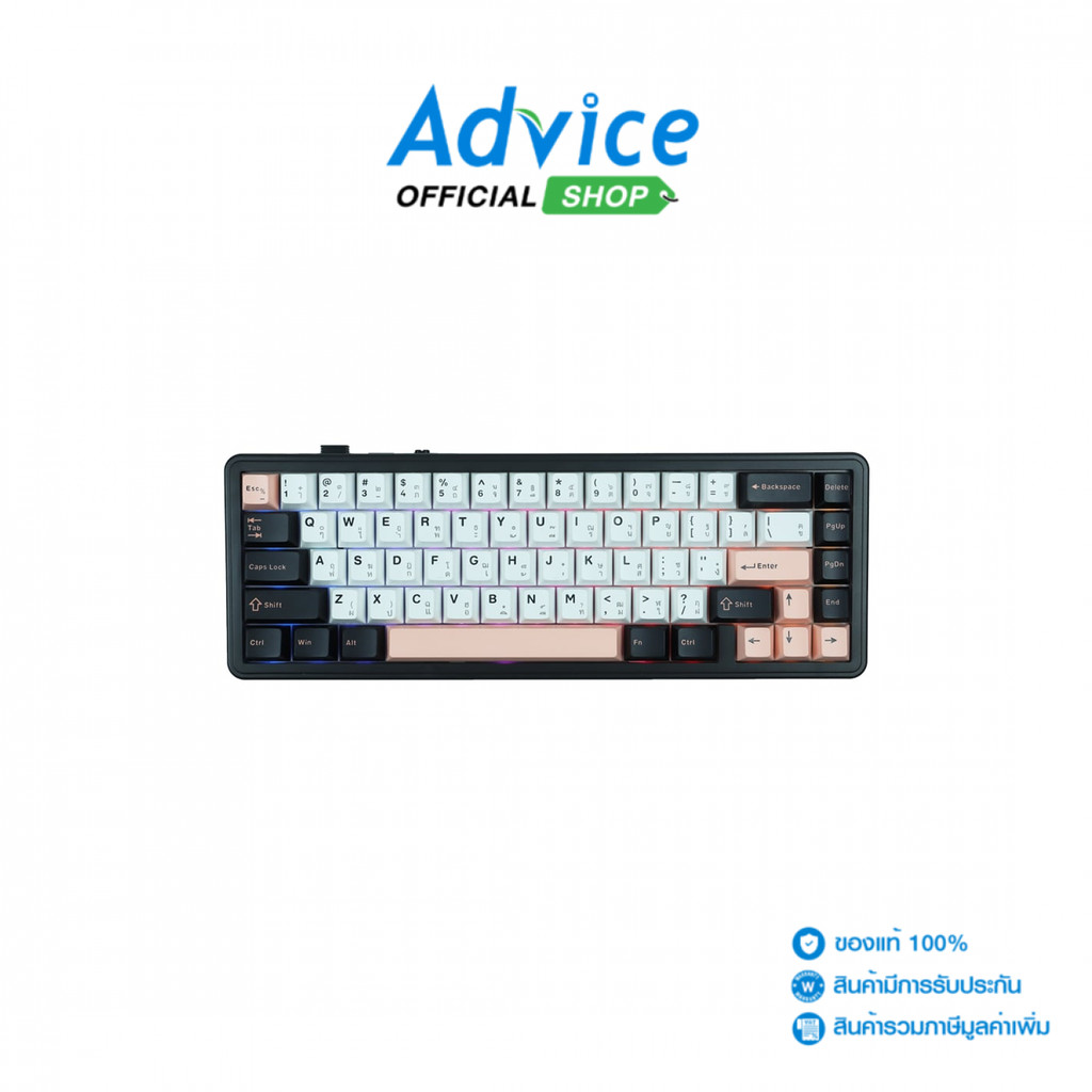 AULA KEYBOARD WIRELESS F65 WHITE/PINK/BLACK (CT SKY BLUE SWITCH/BLUETOOTH) - A0178043