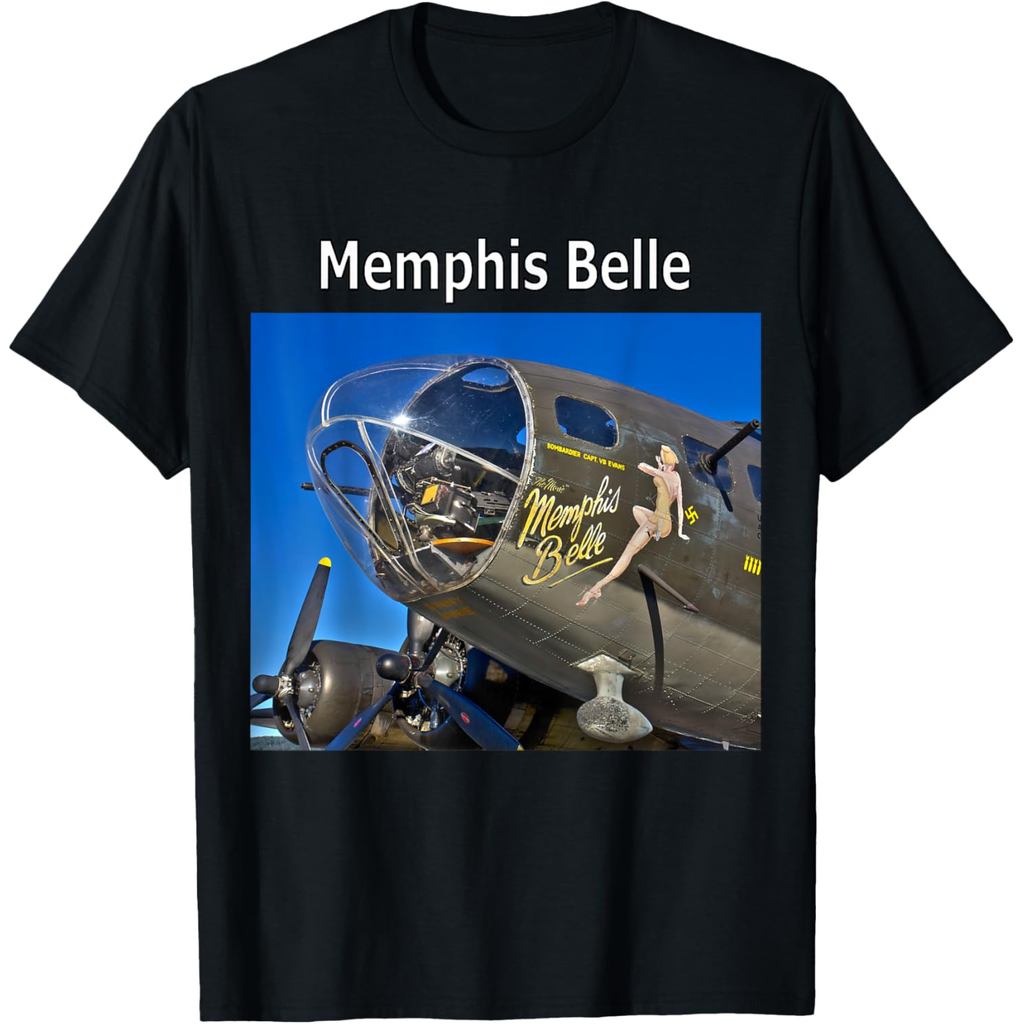 เสื้อยืดผ้าฝ้ายผู้ชาย Memphis Belle B-17 Flying Fortress Heavy Bomber เสื้อยืด