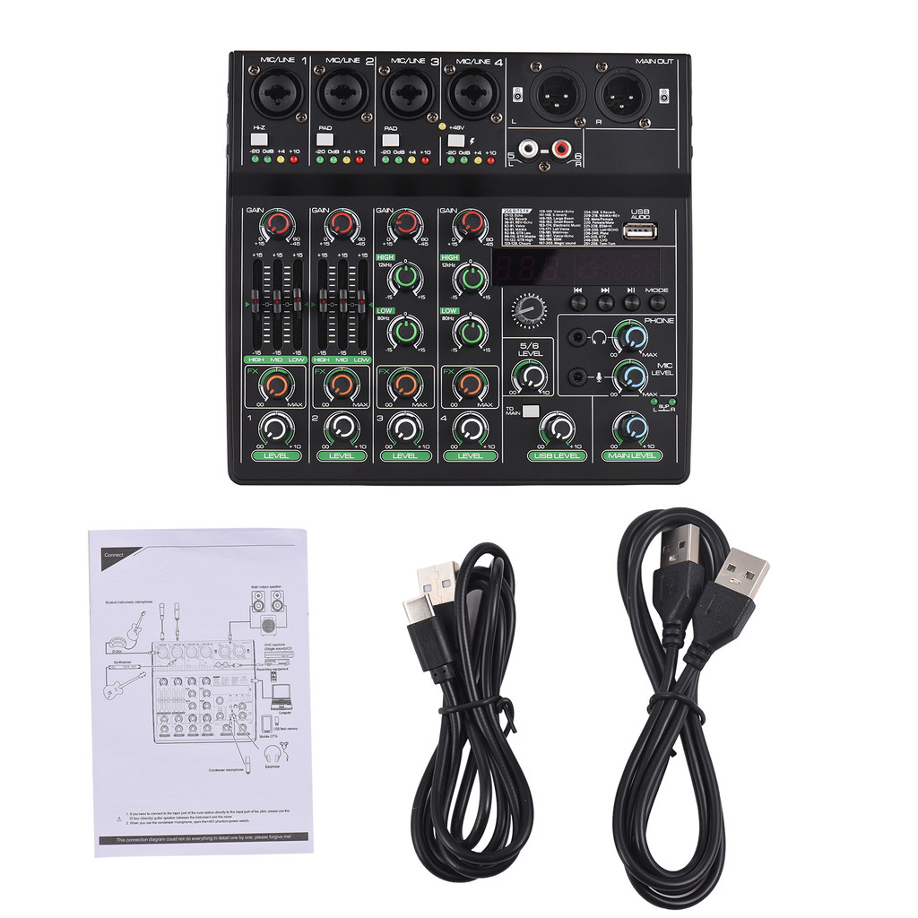 [Mamamoo1-Fast Ship] เครื่องผสมเสียง 6 ช่องคอนโซลผสม 64 เอฟเฟกต์ 48V Phantom Power สําหรับการบันทึกโ