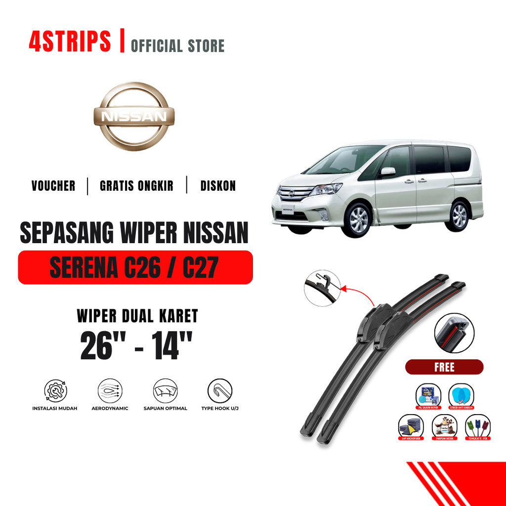 Nissan Serena C26 / C27 ที่ปัดน้ําฝนกระจกหน้ารถคู่ฟรี 5 โบนัส