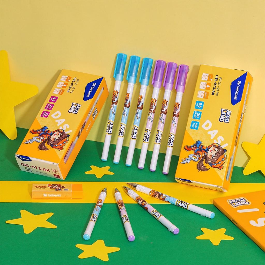 Combo 10 ปากกาเจล Akooland Dasi Thien Long GEL-073/AK - หมึกแห้งเร็วเป็นพิเศษ