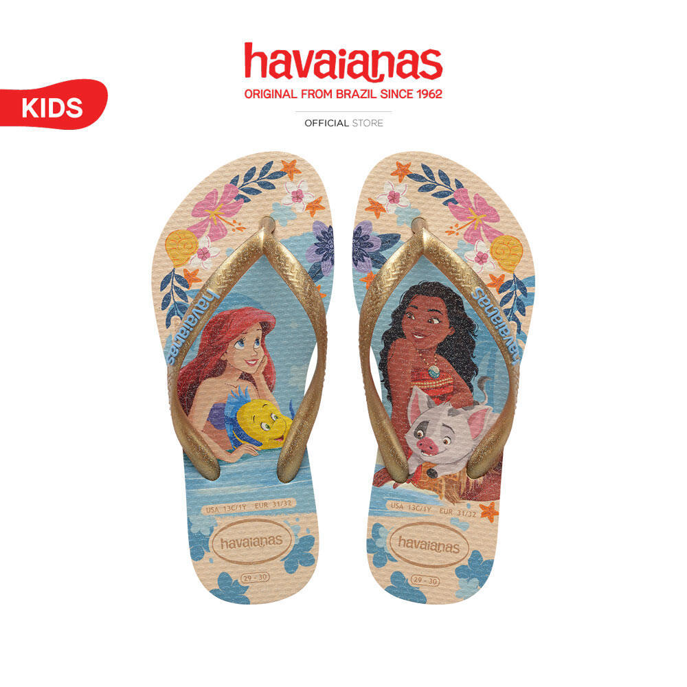 HAVAIANAS รองเท้าแตะ Kids Slim Princess Beige Straw Cream 412332888113K_S6CMXX