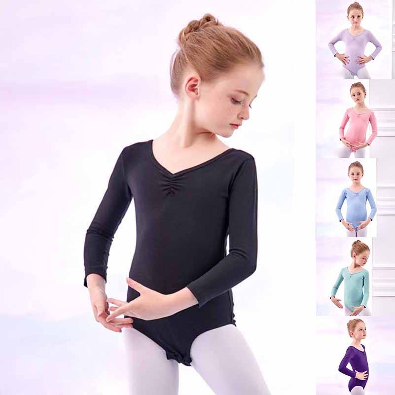 สาวบัลเล่ต์เต้นรําเครื่องแต่งกายแขนยาวเด็ก Turnpakje Leotard สาวยิมนาสติก Dancewear Leotard สําหรับบ
