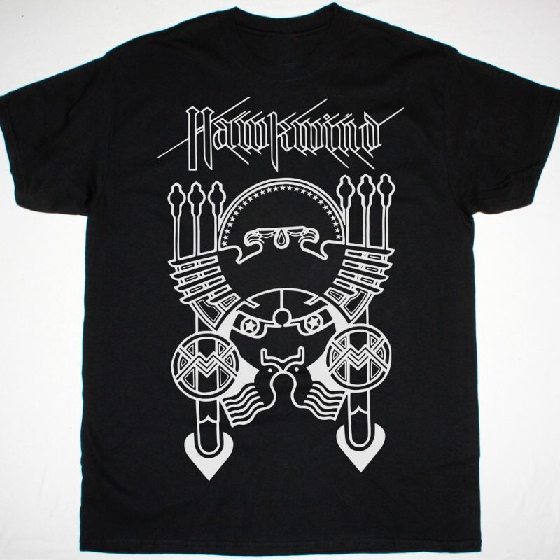 Hawkwind Space Rock เสื้อยืดสีดําใหม่สีดําเสื้อยืดทุกขนาด