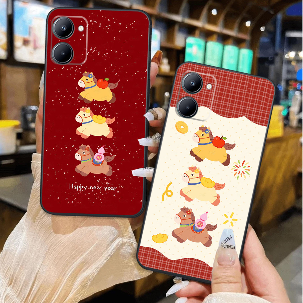 เคส Realme C33 / Realme 10 พิมพ์ลาย Lucky Tet Horse ป้องกันกล้อง