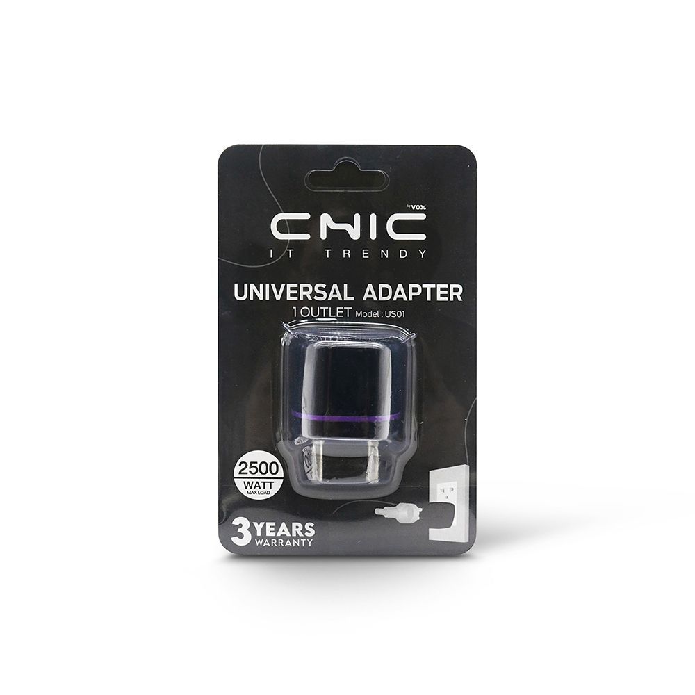 CHIC อะแด็ปเตอร์ 1ช่อง 2500W สีดำ CHIC ADAPTER 1OUTLET 2500W BLACK