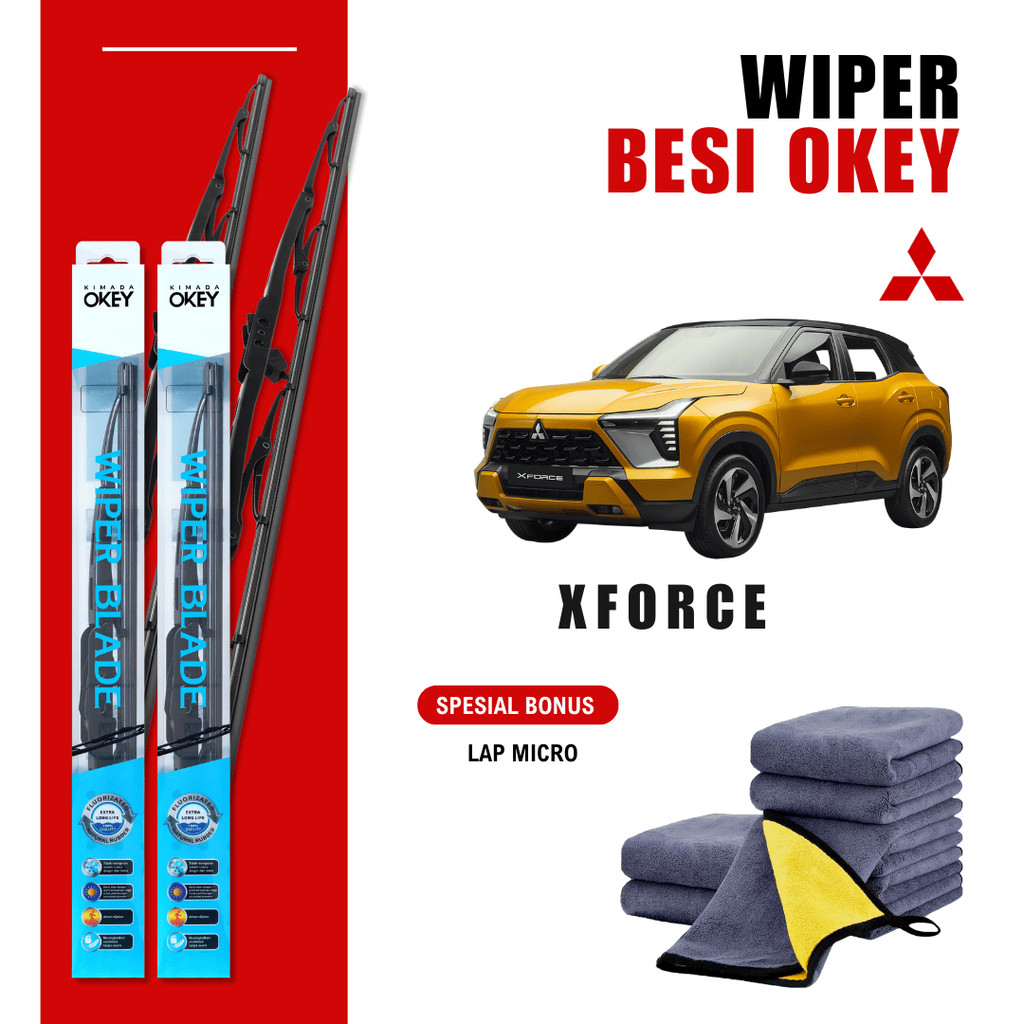 Mitsubishi XForce Conventional ที่ปัดน้ําฝนกระจกรถยนต์ฟรีผ้าไมโครไฟเบอร์
