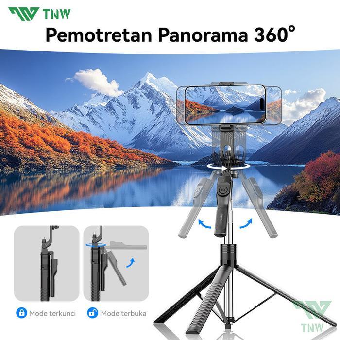 TNW F19 190 ซม.Selfie Stick Tongsisขาตั้งกล้องบลูทูธระยะไกลขาตั้งกล้องสแตนเลสSelfie Stick 360