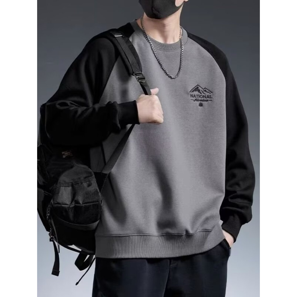 เสื้อสเวตเตอร์คอกลมผู้ชายหนักสไตล์อเมริกัน 2025 ฤดูใบไม้ผลิฤดูใบไม้ร่วงสไตล์ใหม่ทุกการแข่งขันลําลองมีฮู้ดผู้ชายด้านบนสตรีทสวม