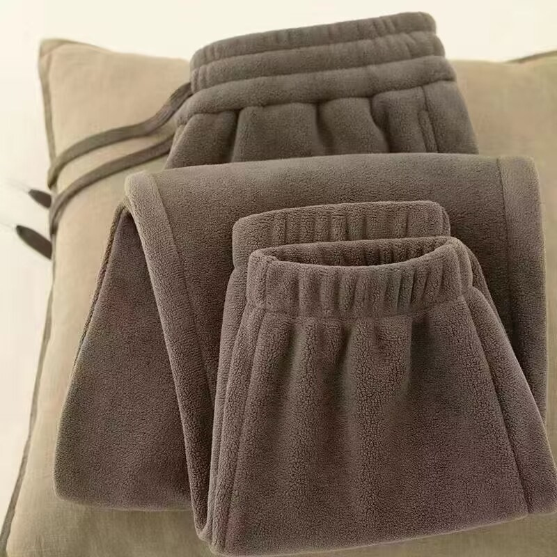 กางเกงขนแกะสองด้านผู้ชาย แบบใหม่หนามาก เหมาะสำหรับฤดูหนาวและสวมใส่เหนื่อยกางเกง