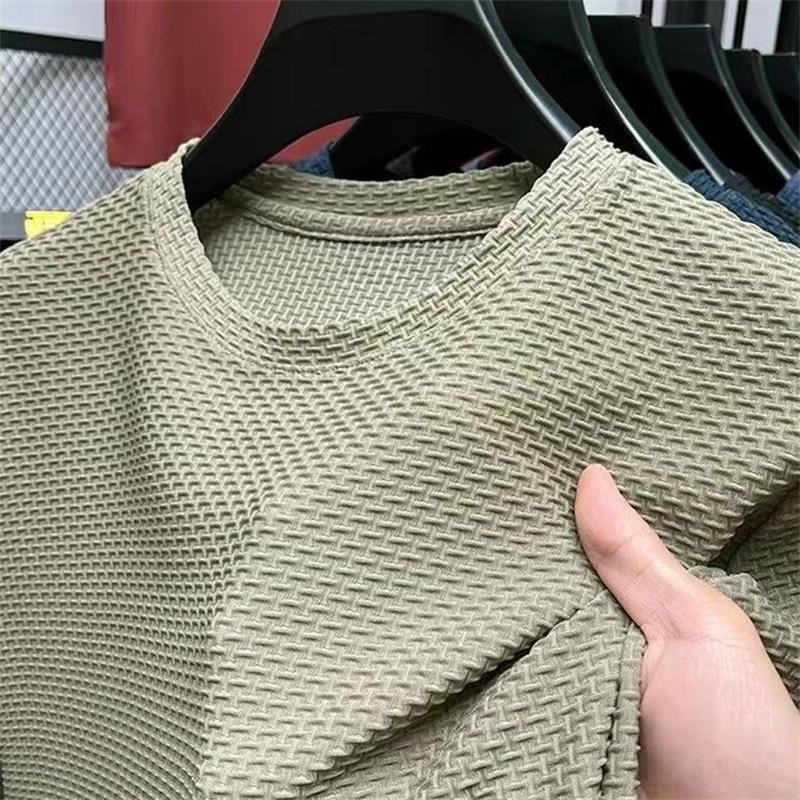 เสื้อยืดแขนสั้นผู้ชายสไตล์เกาหลี ลายอินเทรนด์ เหมาะสำหรับวันหยุดในฤดูร้อน