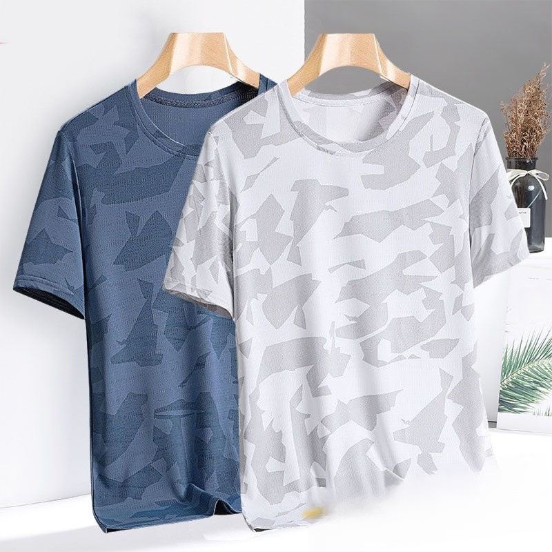 เสื้อยืดผู้ชายแขนสั้น Street Wear Summer Slim-fit Quick-Drying Camouflage Half @