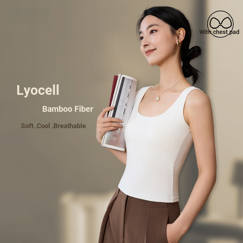 เสื้อกั๊กหน้าอกแบบ Slim-fit สำหรับผู้หญิง ออกแบบมาเพื่อการออกกำลังกาย เช่น โยคะ โดยไม่มีถ้วยรอง และมีความยืดหยุ่น สวมใส่สบาย