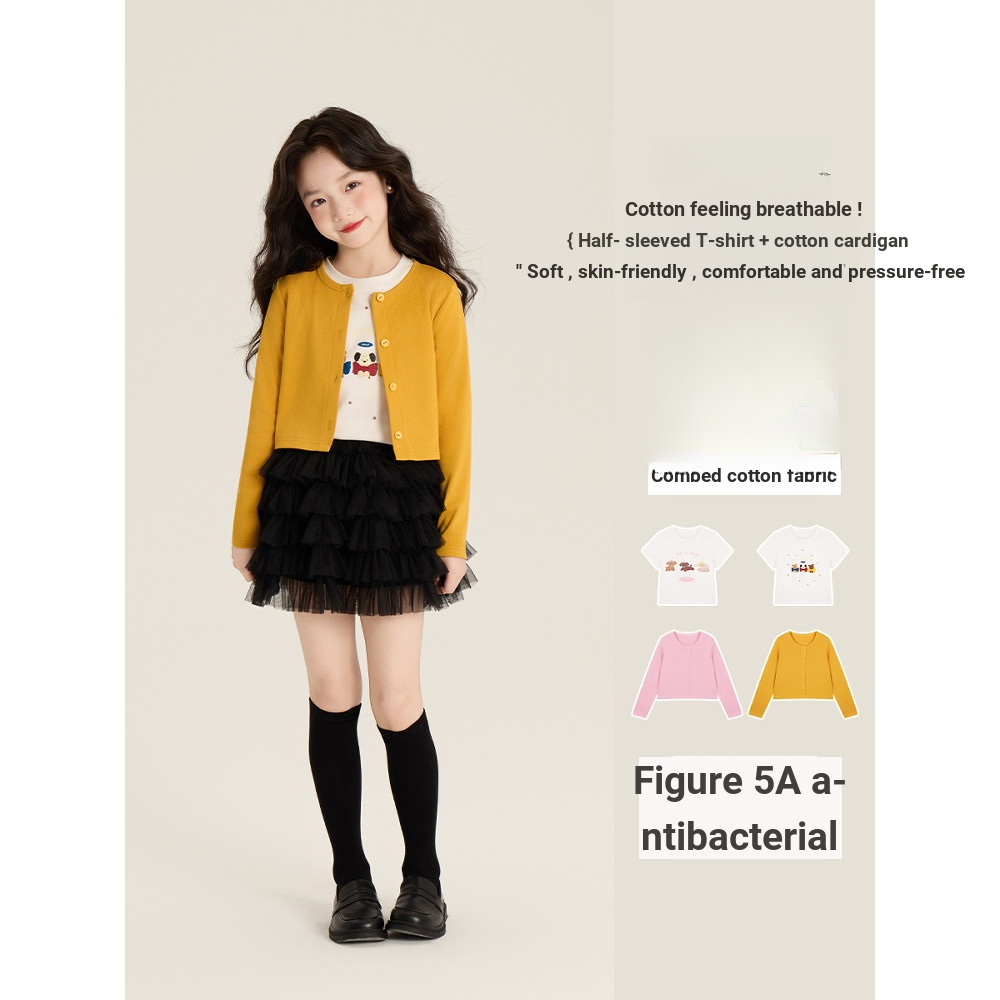 Amybaby Girls Top 2025 สไตล์เวสเทิร์นและลายจุดการ์ตูน เสื้อกันหนาวถักสำหรับฤดูร้อน